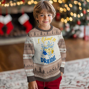 I Cheat At Dreidel Ugly Christmas Sweater Funny Hanukkah Jewish Gift TS12 Mocha Mousse Print Your Wear