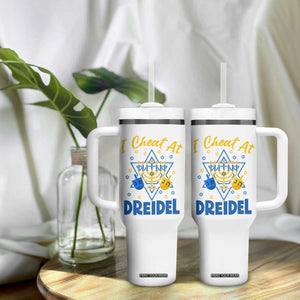I Cheat At Dreidel Tumbler With Handle Funny Hanukkah Jewish Gift TS12 Print Your Wear