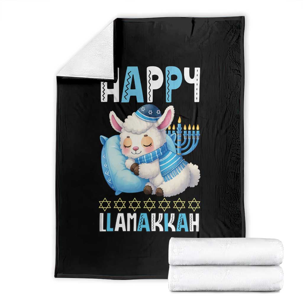Funny Happy Llamakkah Throw Blanket Cute Llama Jewish Holiday Gift TS12 Black Print Your Wear