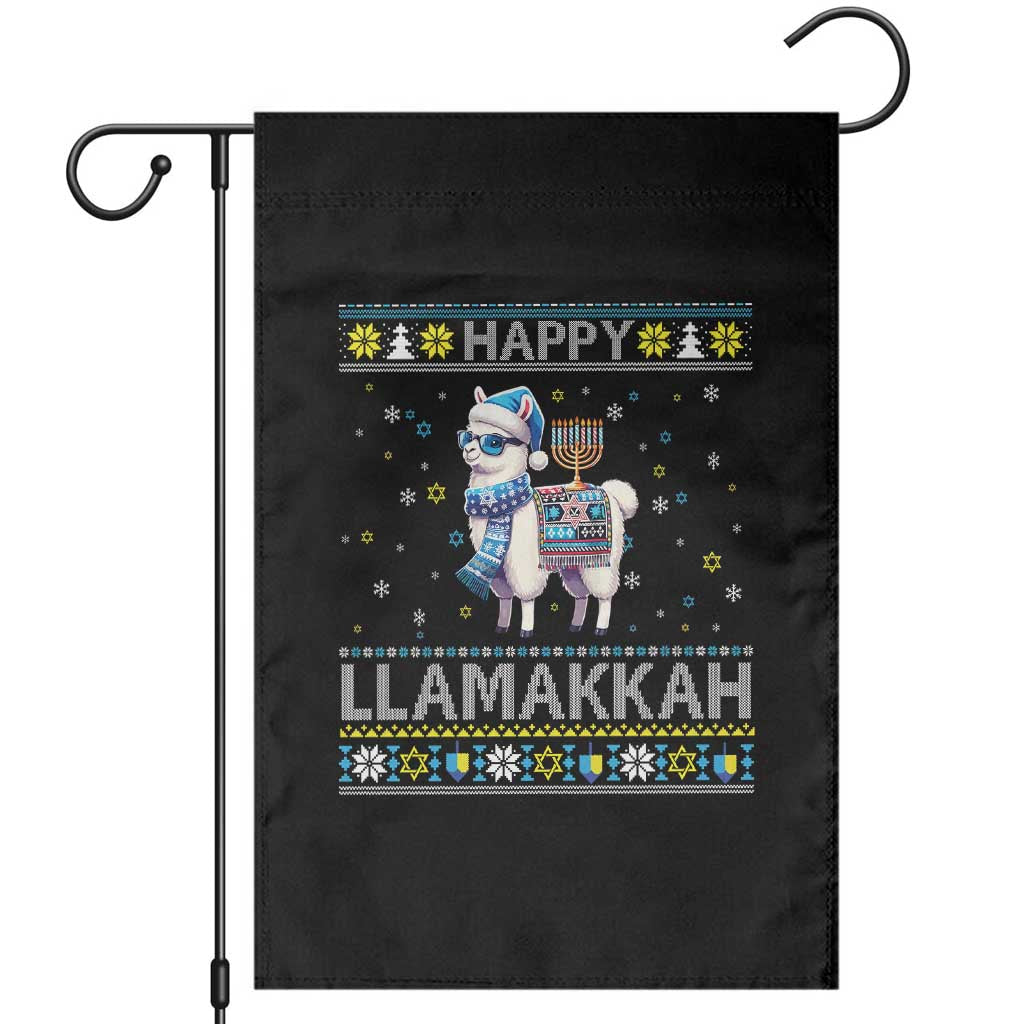 Happy LLamakkah Garden Flag Funny Llama Ugly Hanukkah Christmas Gift TS12 Black Print Your Wear