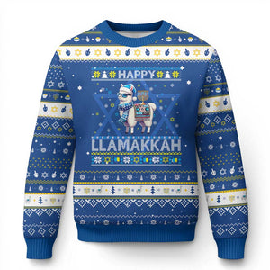 Happy LLamakkah Hanukkah Ugly Sweater Funny Llama Chanukkah Christmas Gift TS12 Blue White Print Your Wear