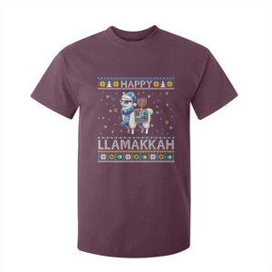 Happy LLamakkah T Shirt For Kid Funny Llama Ugly Hanukkah Christmas Gift TS12 Maroon Print Your Wear