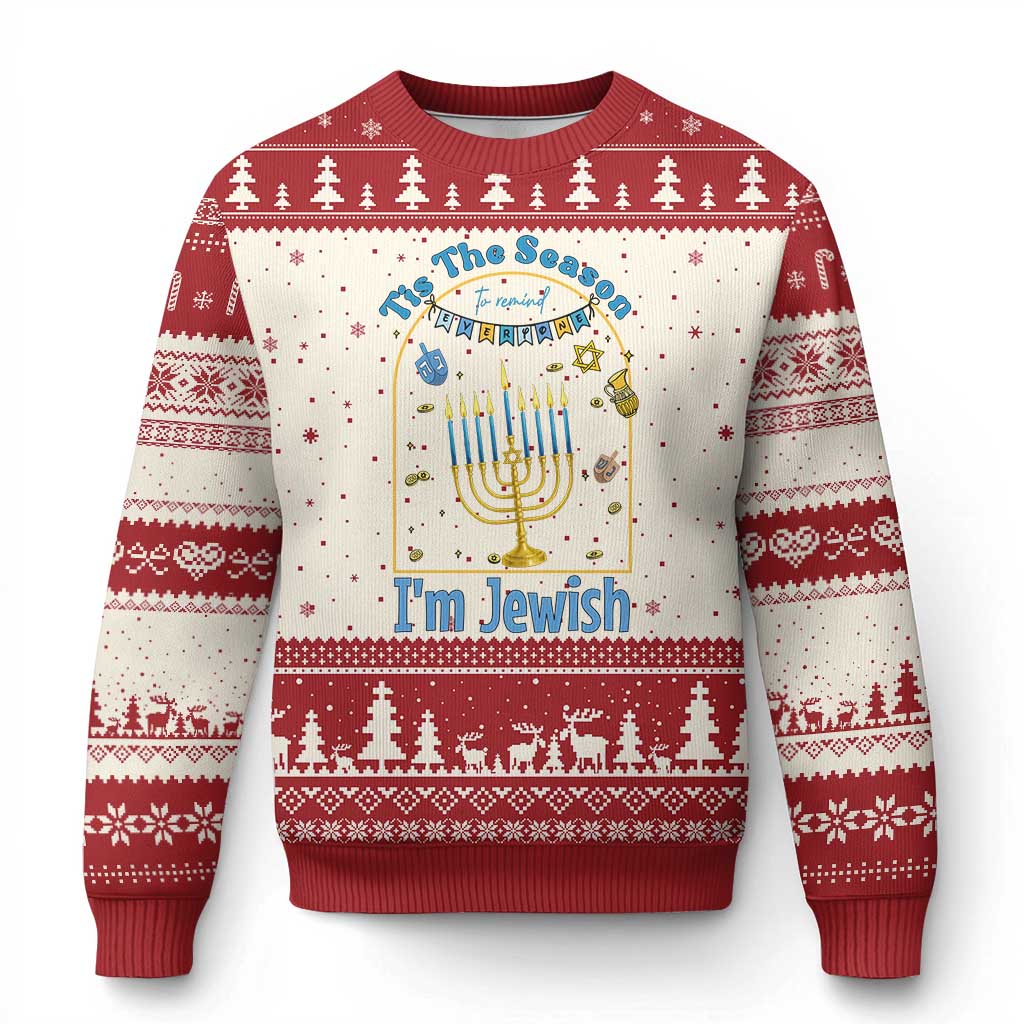 Funny Hanukkah Gift Ugly Christmas Sweater Tis The Season To Remind Everyone Im Jewish TS12 Beige Red Print Your Wear