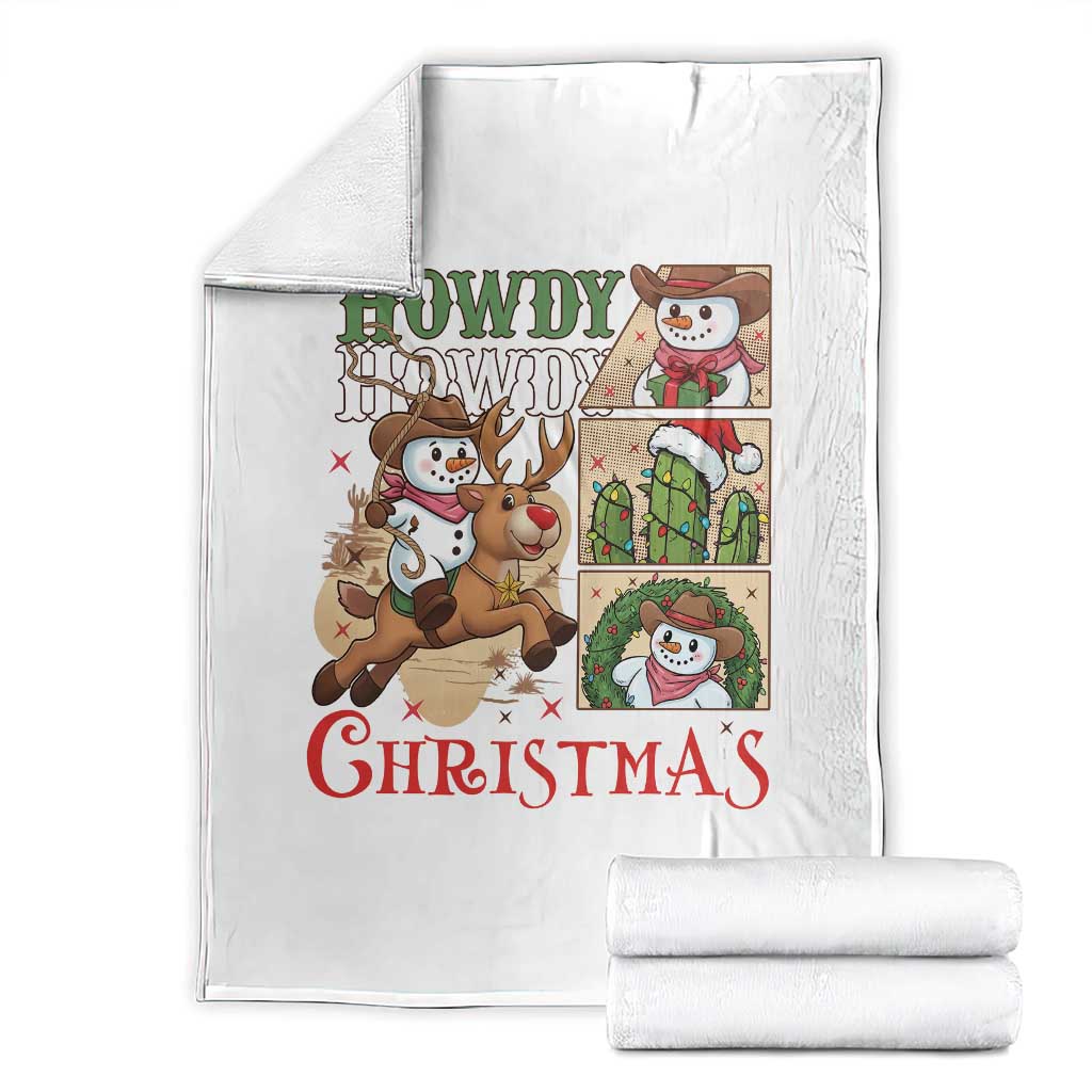 Funny Snowman Cowboy Howdy Christmas Throw Blanket Western Holiday Gift TS12 White Print Your Wear