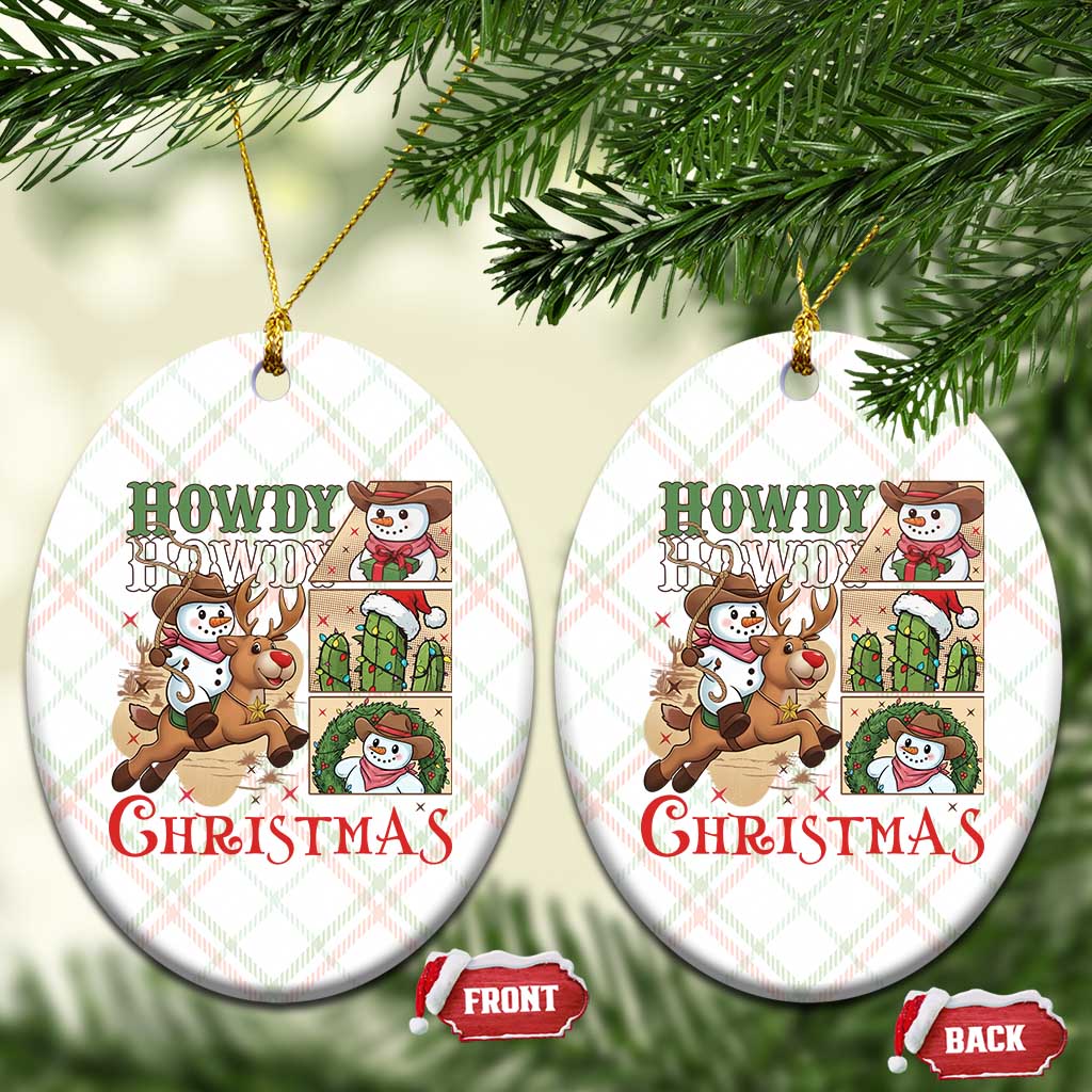 Funny Snowman Cowboy Howdy Christmas Ceramic Ornament Western Holiday Gift TS12 Print Your Wear
