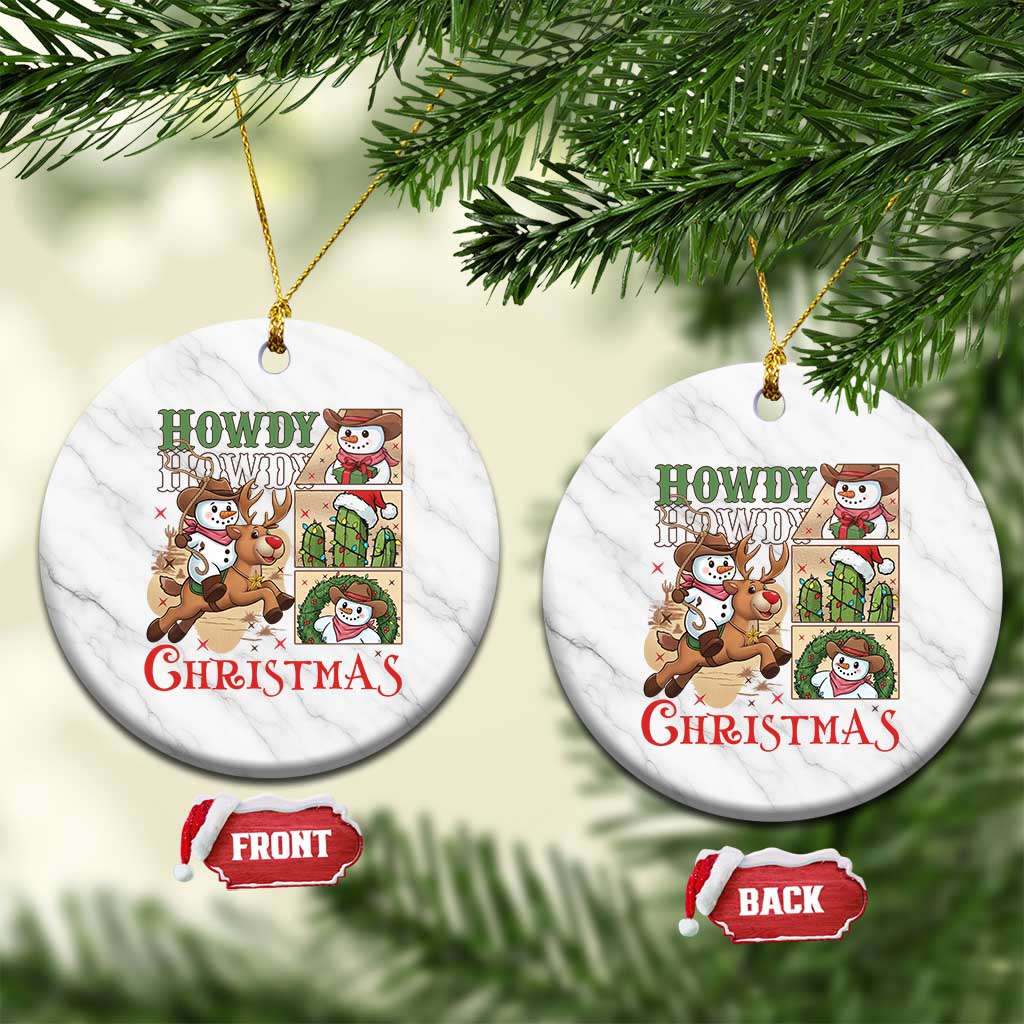 Funny Snowman Cowboy Howdy Christmas Ceramic Ornament Western Holiday Gift TS12 1pc White Marble Print Your Wear