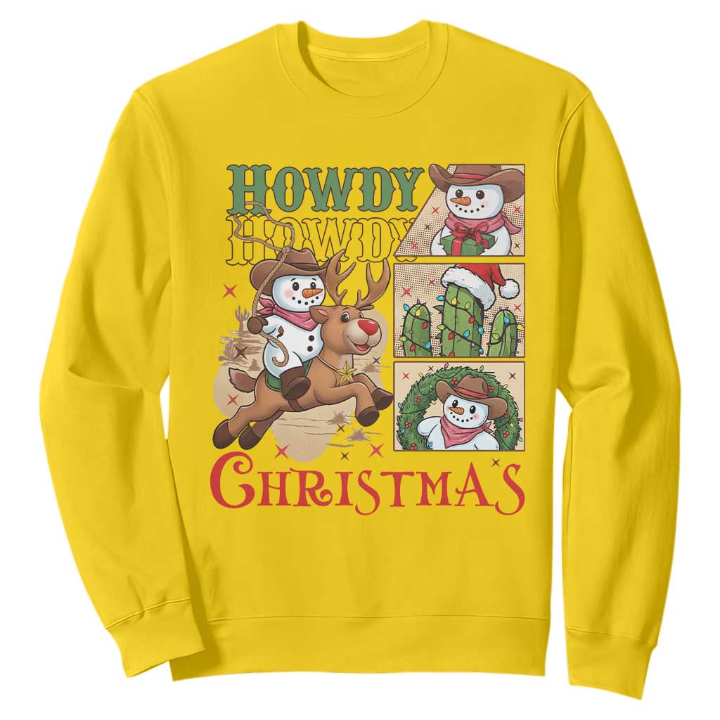 Funny Snowman Cowboy Howdy Christmas Sweatshirt Western Holiday Gift TS12 Daisy Print Your Wear