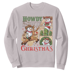Funny Snowman Cowboy Howdy Christmas Sweatshirt Western Holiday Gift TS12 Ice Gray Print Your Wear