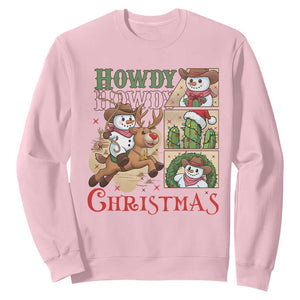 Funny Snowman Cowboy Howdy Christmas Sweatshirt Western Holiday Gift TS12 Light Pink Print Your Wear