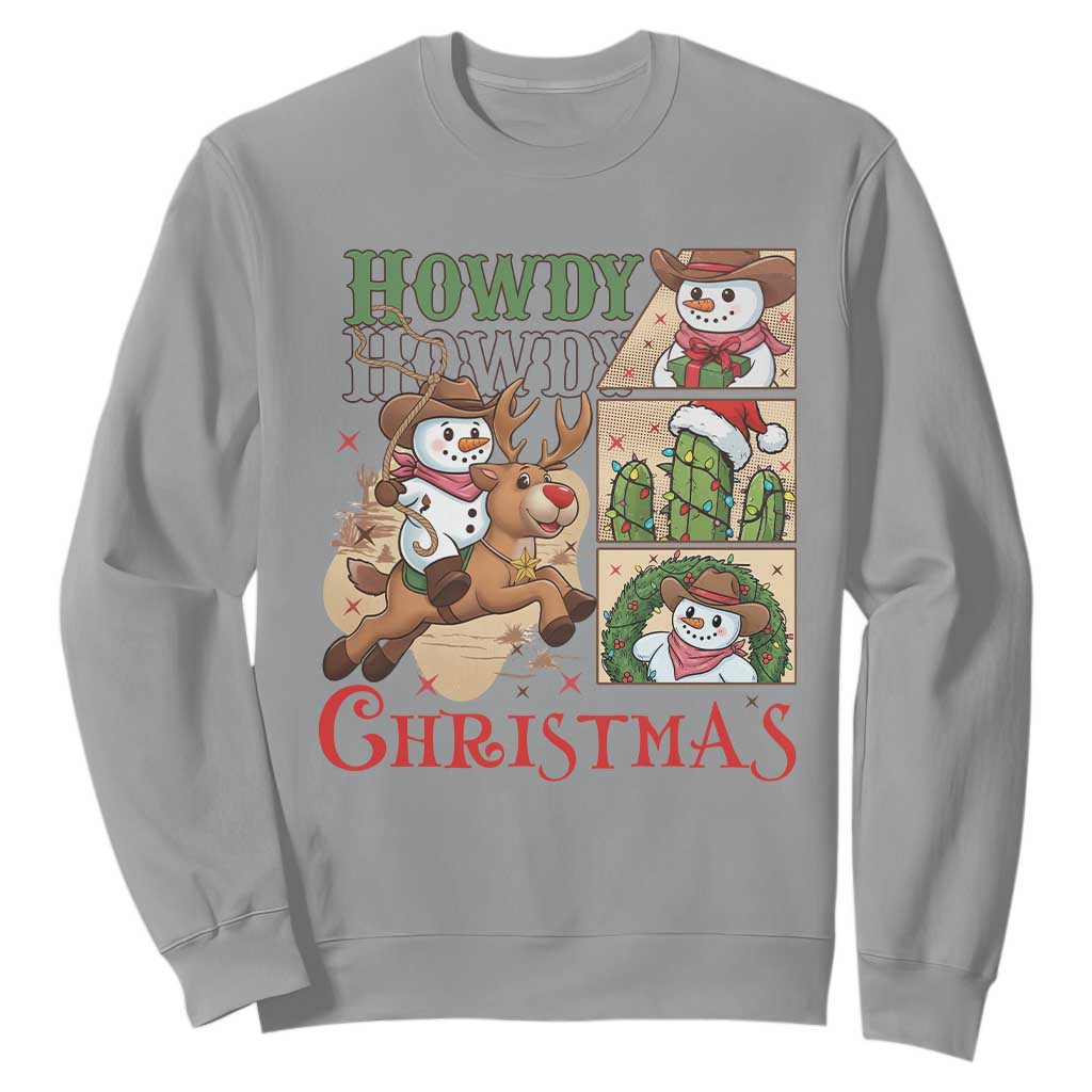 Funny Snowman Cowboy Howdy Christmas Sweatshirt Western Holiday Gift TS12 Sport Gray Print Your Wear