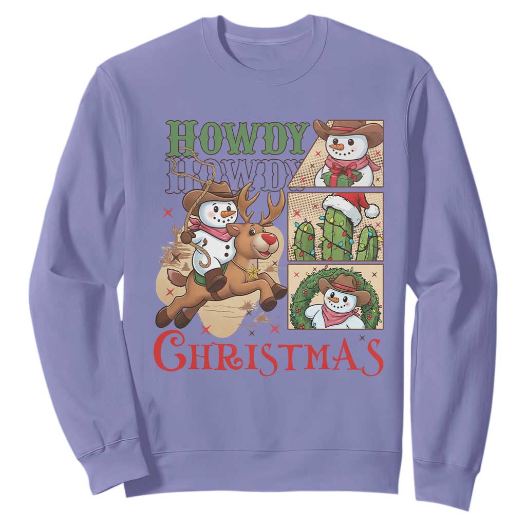 Funny Snowman Cowboy Howdy Christmas Sweatshirt Western Holiday Gift TS12 Violet Print Your Wear