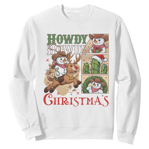 Funny Snowman Cowboy Howdy Christmas Sweatshirt Western Holiday Gift TS12 White Print Your Wear