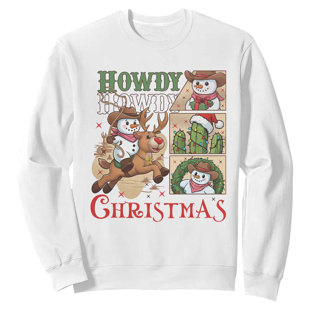 Funny Snowman Cowboy Howdy Christmas Sweatshirt Western Holiday Gift TS12 White Print Your Wear