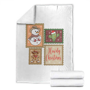 Howdy Christmas Postage Stamp Throw Blanket Western Life Holiday Gift TS12 White Print Your Wear