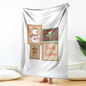 Howdy Christmas Postage Stamp Throw Blanket Western Life Holiday Gift TS12 Print Your Wear