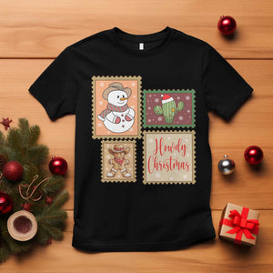 Howdy Christmas Postage Stamp T Shirt Western Life Holiday Gift TS12 Black Print Your Wear