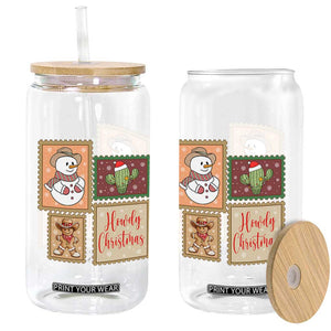 Howdy Christmas Postage Stamp Glass Can Western Life Holiday Gift TS12 Print Your Wear
