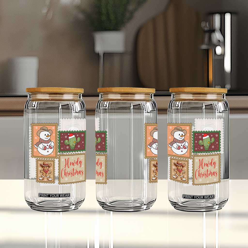 Howdy Christmas Postage Stamp Glass Can Western Life Holiday Gift TS12 Print Your Wear