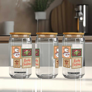 Howdy Christmas Postage Stamp Glass Can Western Life Holiday Gift TS12 Print Your Wear