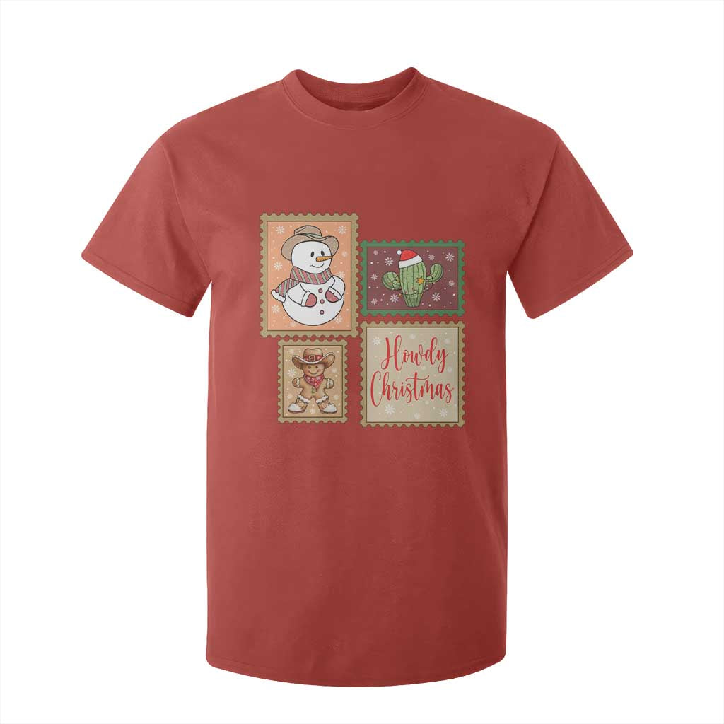 Howdy Christmas Postage Stamp T Shirt For Kid Western Life Holiday Gift TS12 Red Print Your Wear