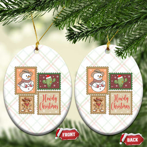 Howdy Christmas Postage Stamp Ceramic Ornament Western Life Holiday Gift TS12 Print Your Wear