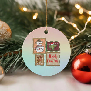 Howdy Christmas Postage Stamp Ceramic Ornament Western Life Holiday Gift TS12 1pc Pastel Print Your Wear