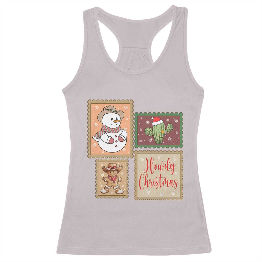 Howdy Christmas Postage Stamp Racerback Tank Top Western Life Holiday Gift TS12 Ice Gray Print Your Wear