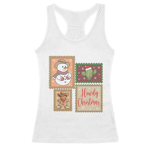 Howdy Christmas Postage Stamp Racerback Tank Top Western Life Holiday Gift TS12 White Print Your Wear
