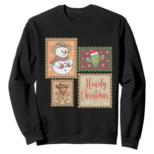 Howdy Christmas Postage Stamp Sweatshirt Western Life Holiday Gift TS12 Black Print Your Wear