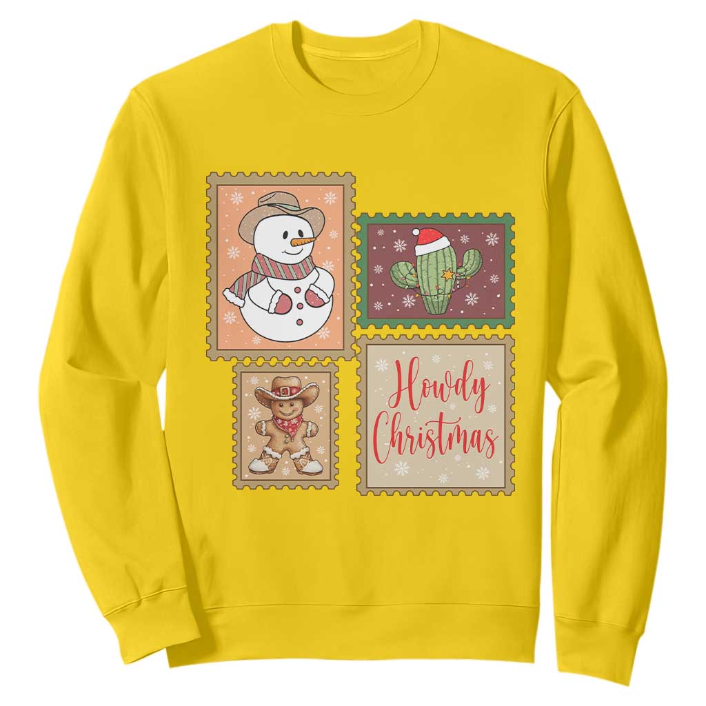 Howdy Christmas Postage Stamp Sweatshirt Western Life Holiday Gift TS12 Daisy Print Your Wear