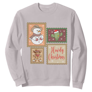 Howdy Christmas Postage Stamp Sweatshirt Western Life Holiday Gift TS12 Ice Gray Print Your Wear