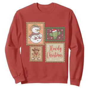Howdy Christmas Postage Stamp Sweatshirt Western Life Holiday Gift TS12 Red Print Your Wear