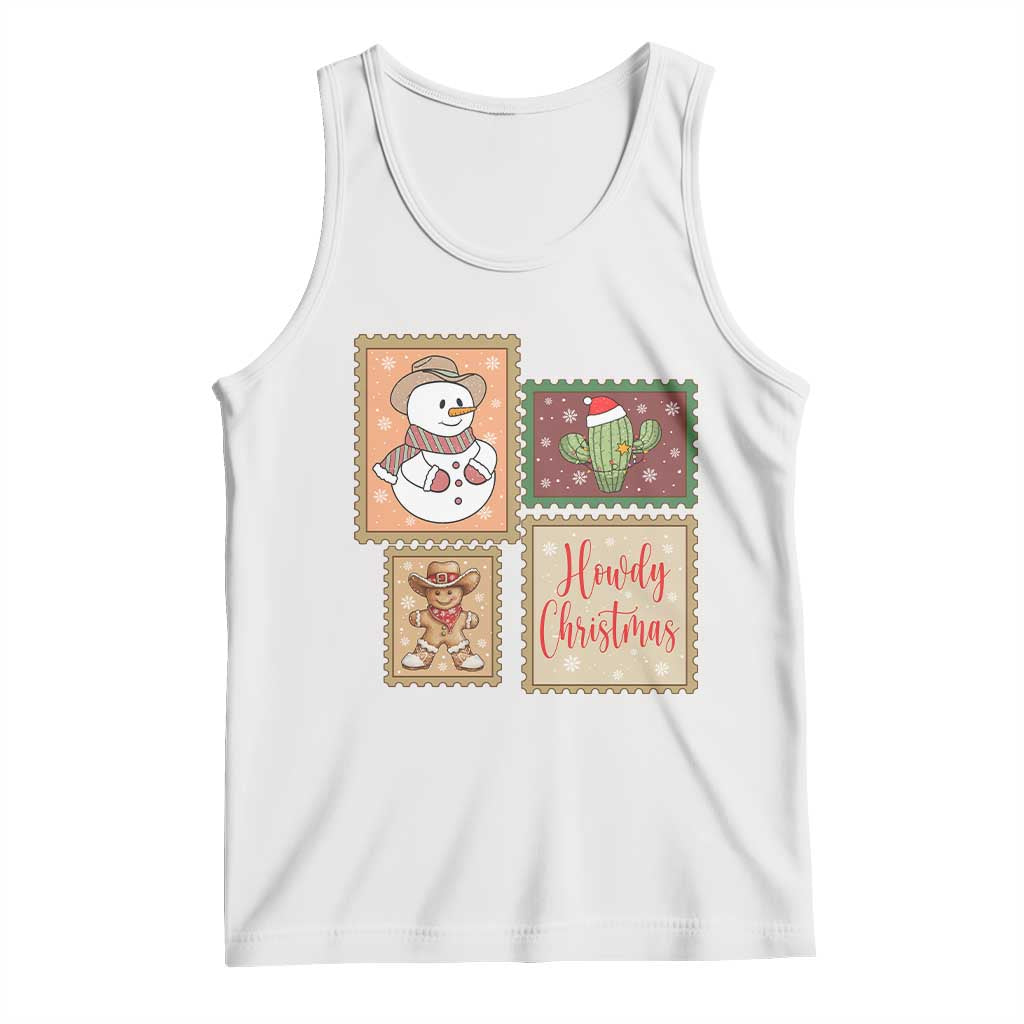 Howdy Christmas Postage Stamp Tank Top Western Life Holiday Gift TS12 White Print Your Wear