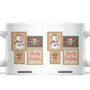 Howdy Christmas Postage Stamp Coffee Mug Western Life Holiday Gift TS12 White Print Your Wear