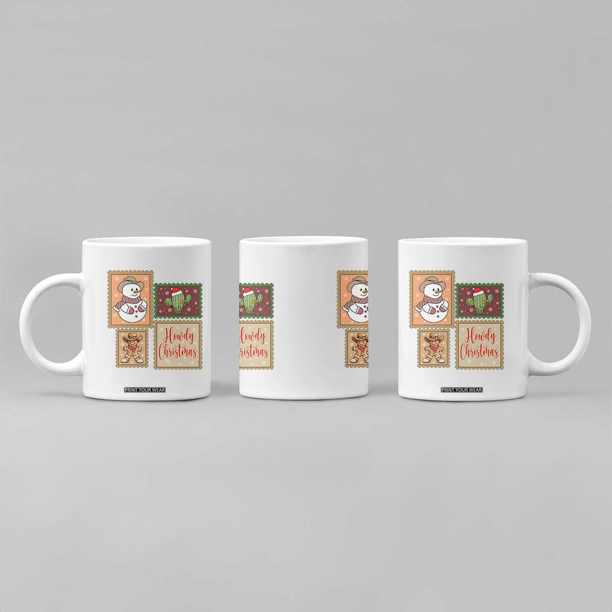Howdy Christmas Postage Stamp Coffee Mug Western Life Holiday Gift TS12 Print Your Wear