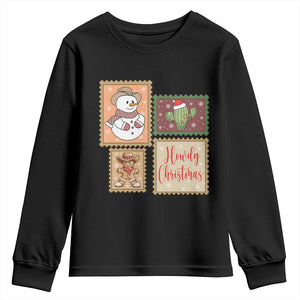 Howdy Christmas Postage Stamp Youth Sweatshirt Western Life Holiday Gift TS12 Black Print Your Wear