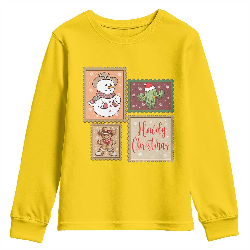 Howdy Christmas Postage Stamp Youth Sweatshirt Western Life Holiday Gift TS12 Daisy Print Your Wear