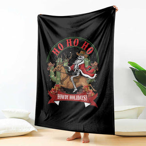 Funny Western Skeleton Cowboy Christmas Throw Blanket Howdy Holidays TS12 Print Your Wear