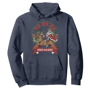 Funny Western Skeleton Cowboy Christmas Hoodie Howdy Holidays TS12 Navy Print Your Wear