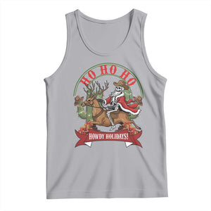 Funny Western Skeleton Cowboy Christmas Tank Top Howdy Holidays TS12 Athletic Heather Print Your Wear