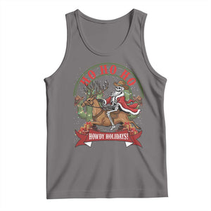 Funny Western Skeleton Cowboy Christmas Tank Top Howdy Holidays TS12 Deep Heather Print Your Wear