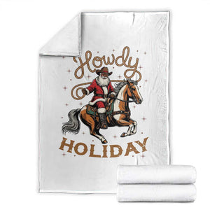 Black Santa Howdy Western Cowboy Throw Blanket Christmas Gift TS12 White Print Your Wear
