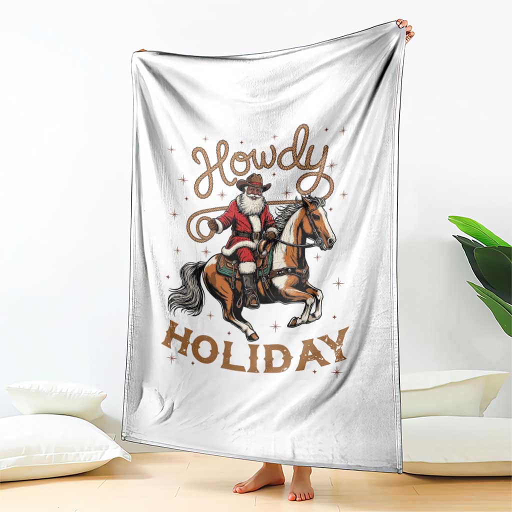 Black Santa Howdy Western Cowboy Throw Blanket Christmas Gift TS12 Print Your Wear