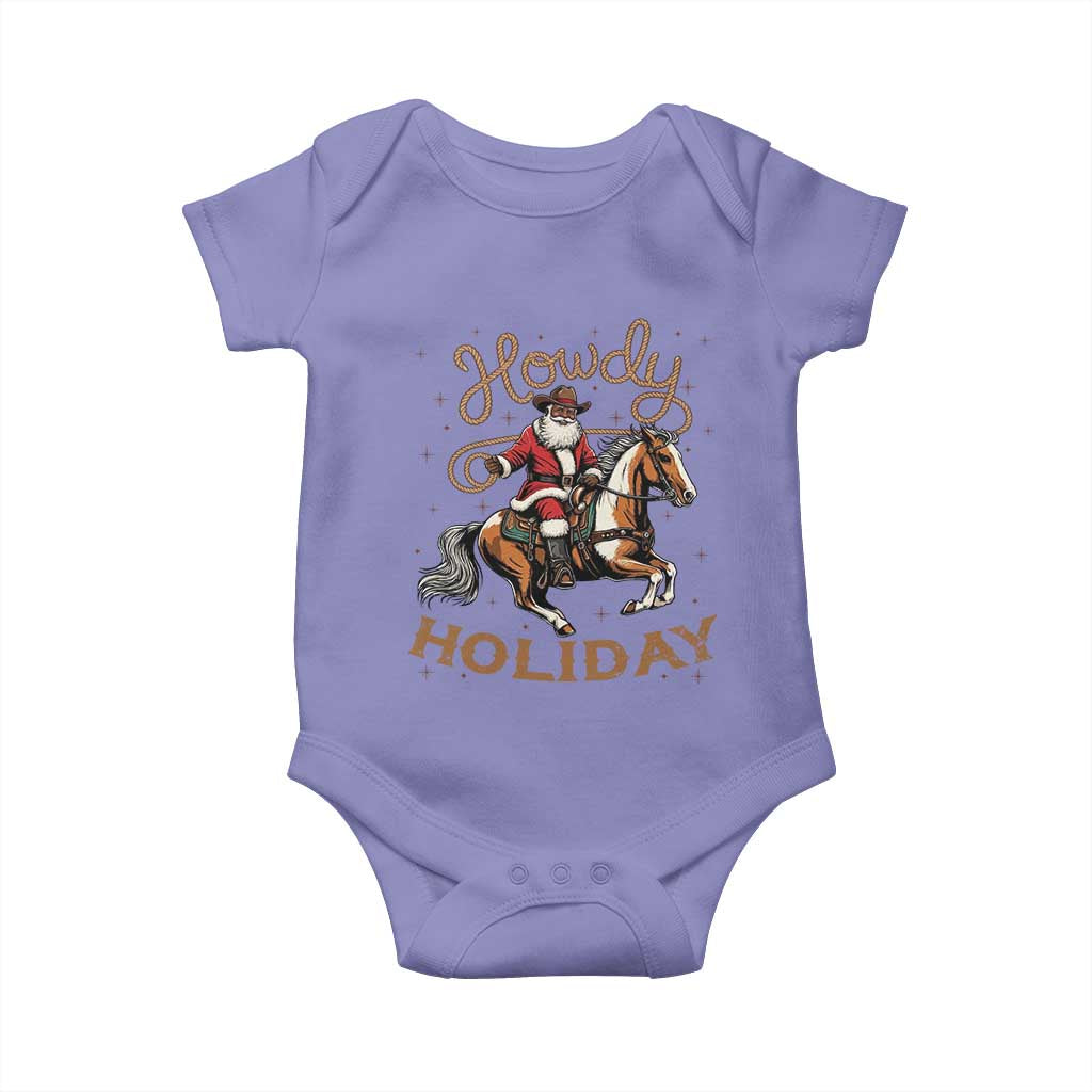 Black Santa Howdy Western Cowboy Baby Onesie Christmas Gift TS12 Violet Print Your Wear