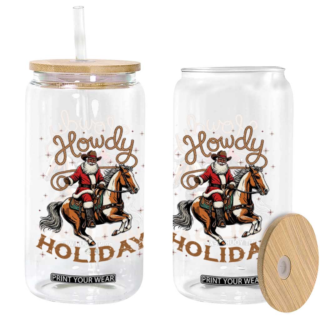 Black Santa Howdy Western Cowboy Glass Can Christmas Gift TS12 Print Your Wear