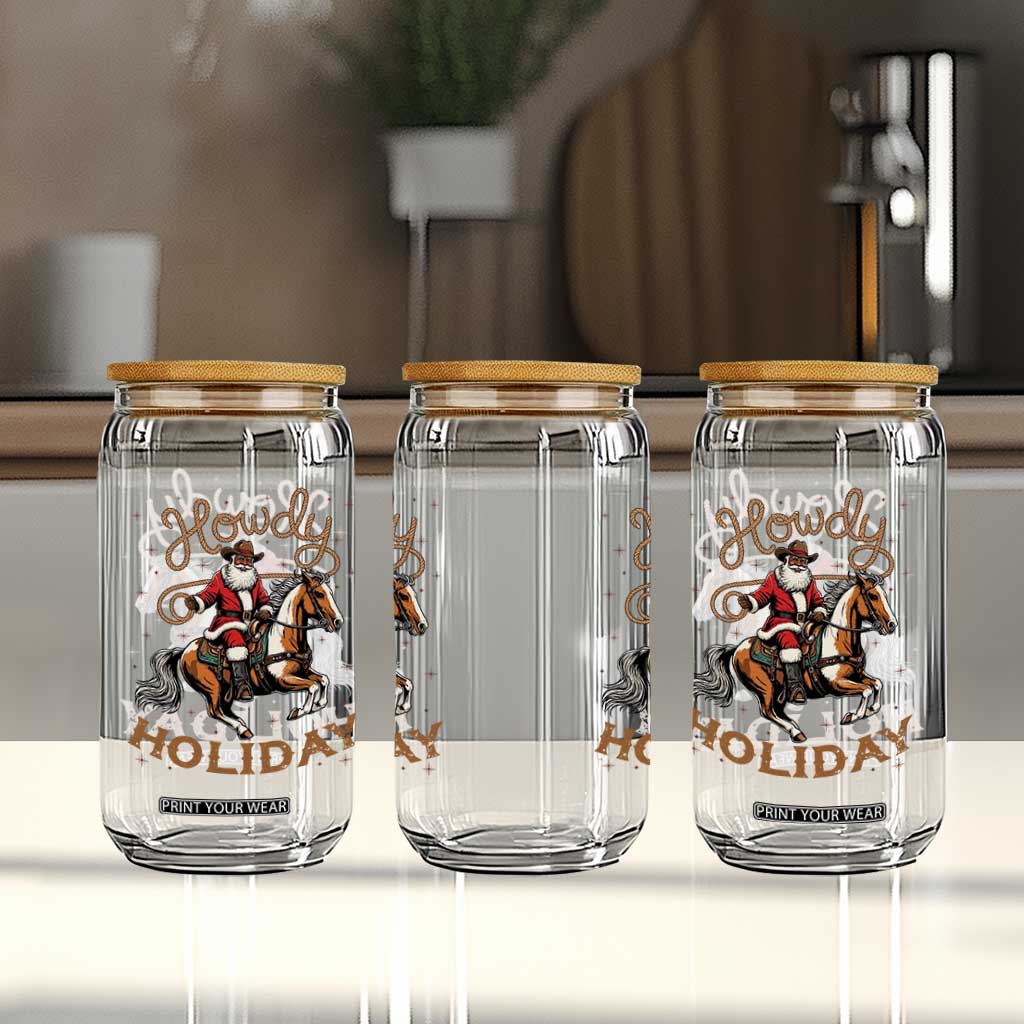 Black Santa Howdy Western Cowboy Glass Can Christmas Gift TS12 Print Your Wear