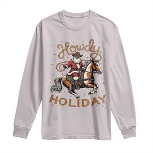 Black Santa Howdy Western Cowboy Long Sleeve Shirt Christmas Gift TS12 Ice Gray Print Your Wear