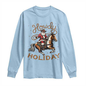 Black Santa Howdy Western Cowboy Long Sleeve Shirt Christmas Gift TS12 Light Blue Print Your Wear
