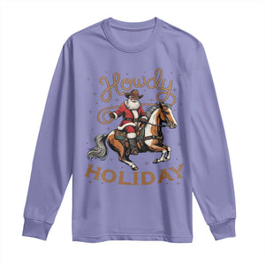 Black Santa Howdy Western Cowboy Long Sleeve Shirt Christmas Gift TS12 Violet Print Your Wear