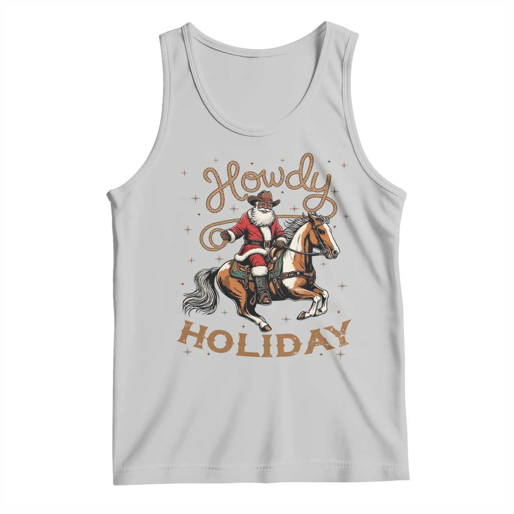 Black Santa Howdy Western Cowboy Tank Top Christmas Gift TS12 Ash Print Your Wear